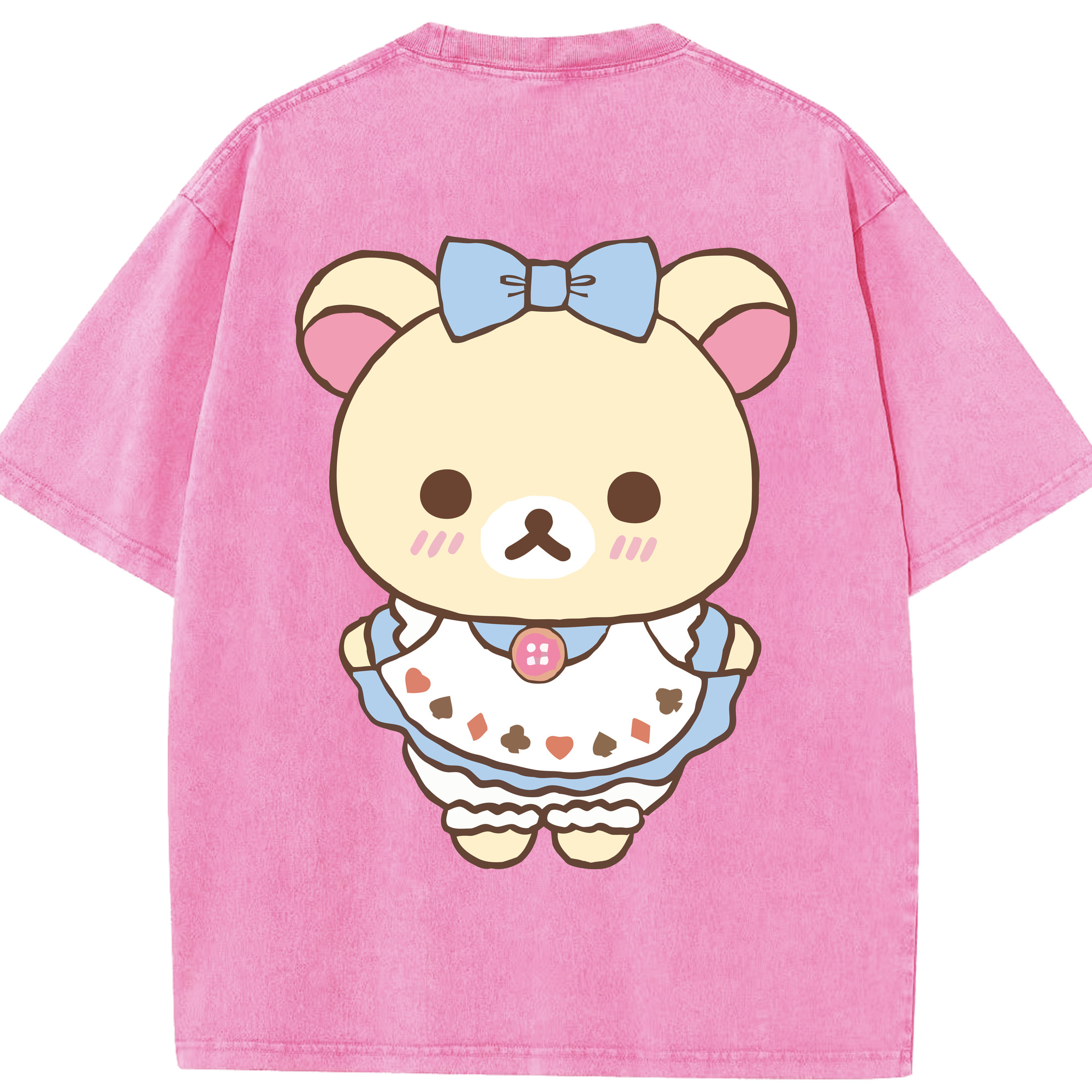 （画像用） リラックマ リラックマ キイロイトリ Rilakkuma Korilakkuma Kiiroitori 綿100% ヴィンテージ風 半袖Tシャツ（背面プリント）